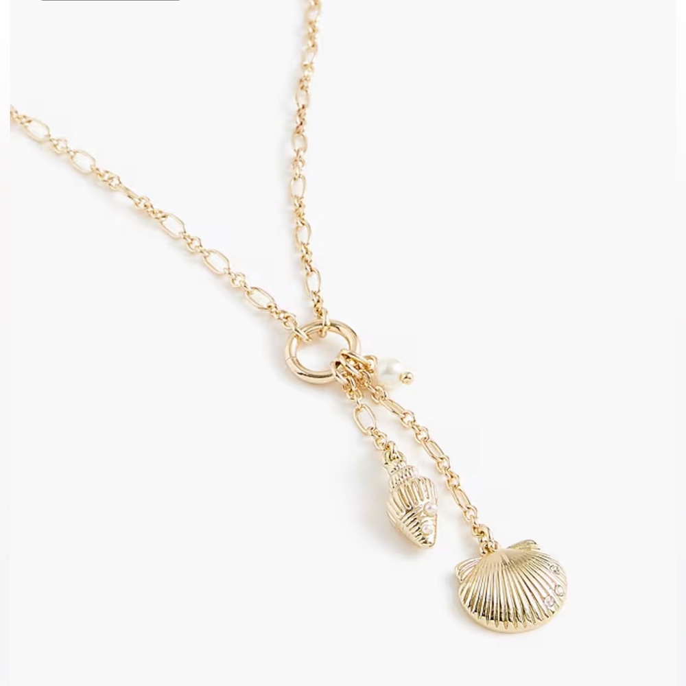 🆕J. Crew- Seashell and Starfish Pendant Charm Necklace, Gold, NWT